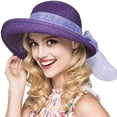 thumbnail image 1 of Sombrero de paja de verano con visera para mujer Sombrero de playa flácido Sombrero de ala ancha Sombreros de playa de verano para mujeres y niñas Púrpura brillar Electrónica, 1 of 5