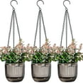 thumbnail image 2 of 3 Pack Self Watering Hanging Planters for Indoor and Outdoor Plants, Gray Small Hanging Planter,4.5 Inch Hanging Baskets with Chains Drainage Holes, Hanging Flower Pot for Garden Home, 2 of 8