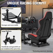 Marada Racing Cockpit Frame with Red Seat Upgrade Stable Racing Wheel Stand Fits Logitech Thrustmaster T80 T150 PC