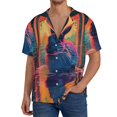 thumbnail image 1 of Fotbe Neon Rabbit In Archway Camisa Estampada de Manga Corta para Hombre, Casual de Verano, Estilo Playero, Sin Arrugas-3X-Large, 1 of 5