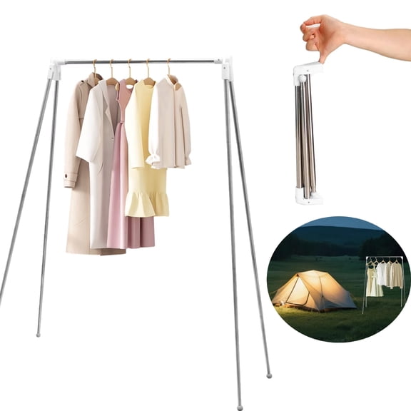 Portable Garment Rack, Folding Clothes Rack, Mini Compact Racks,Collapsible Clothing Rack for Dance, Travel, Camping, Laundry, Indoor, Outdoor, Drying, RV,White