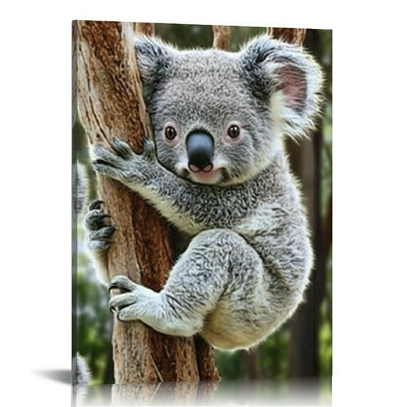 Creowell Koala Bear Wall Decor for Bathroom and Home, Modern Canvas Prints Ready to Hang, Art for Living Room Bedroom Office Decor 12x16in