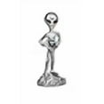 thumbnail image 3 of Real Metal UFO Alien Holding Faceted Crystal Ball Pewter Statue Gray, 3 of 4