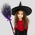 thumbnail image 3 of Costeam 2pcs Halloween Witch Broom Wicked Animated Crawling Broomstick Dancing Flying Props Dress Up Mesh Prop Decor Party Purple with Detachable Handle, 3 of 5