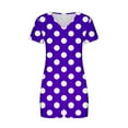 thumbnail image 5 of Summer Plus Size Two Piece Sets for Women Fashion Polka Casual Home Two-piece V-neck Top With Pocket Shorts Set, 5 of 6