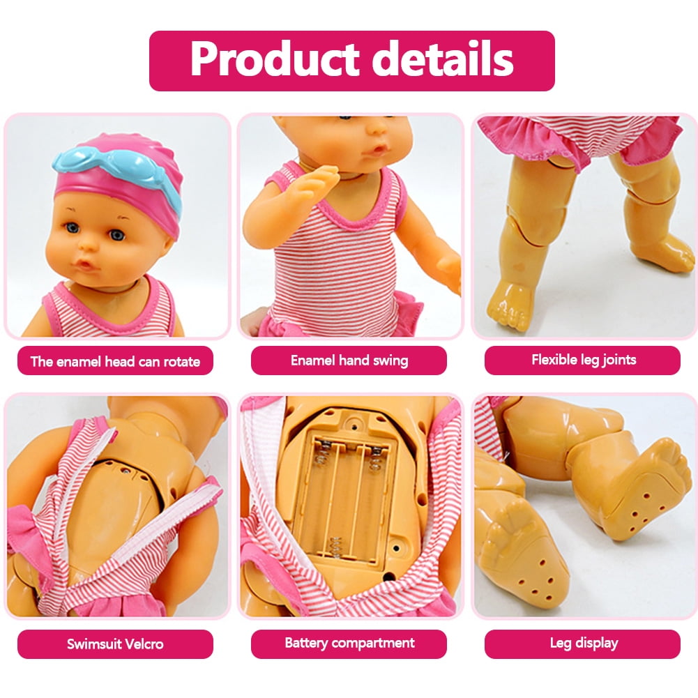 Yucurem 13" Water Fun Swimming Doll -  Waterproof Reborn Swim Doll Electric Doll Can Swim Lifelike Baby Doll, Water Fun Toy Best Birthday Christmas Gift