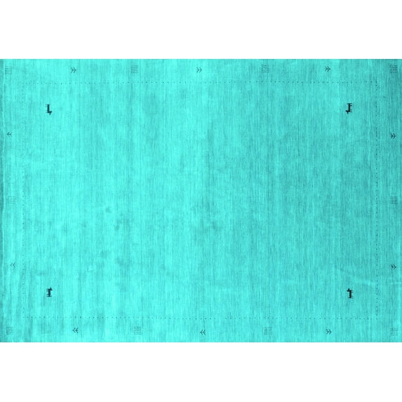 Ahgly Company Machine Washable Indoor Rectangle Abstract Turquoise Blue Contemporary Area Rugs, 2' x 4'