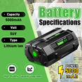 thumbnail image 6 of 4 Pack 5000mAh Lithium Replacement for EGO Battery Compatible with EGO Battery 56V Fits for EGO 56V Battery BA2800 BA2800T BA4200 BA4200T BA1400 BA1400T CS1604 HT2400 LB6504 with LED Light, 6 of 7