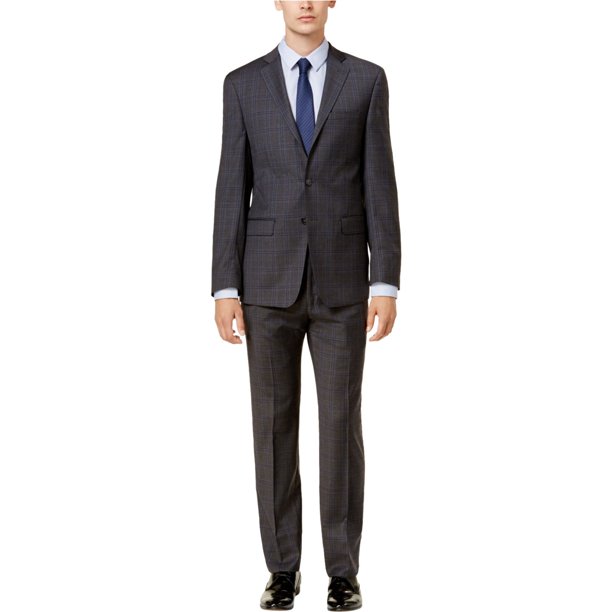 Calvin Klein - Esmoquin formal a cuadros para hombre, gris, 38 Regular/31W x UnfinishedL