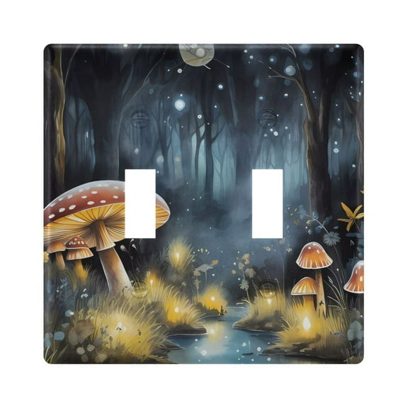 2 Gang Switch Covers Mushrooms Magic Light Wall Plate Home Faceplate Switch Plates 4.56”x4.48”