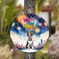 thumbnail image 4 of Happy New Year with Boston Terrier Fireworks Holiday Xmas Winter 2025 Round Wood Sign Gentleman Dog Lover Gifts Hanging Wall Home Decor - 00025, 4 of 5