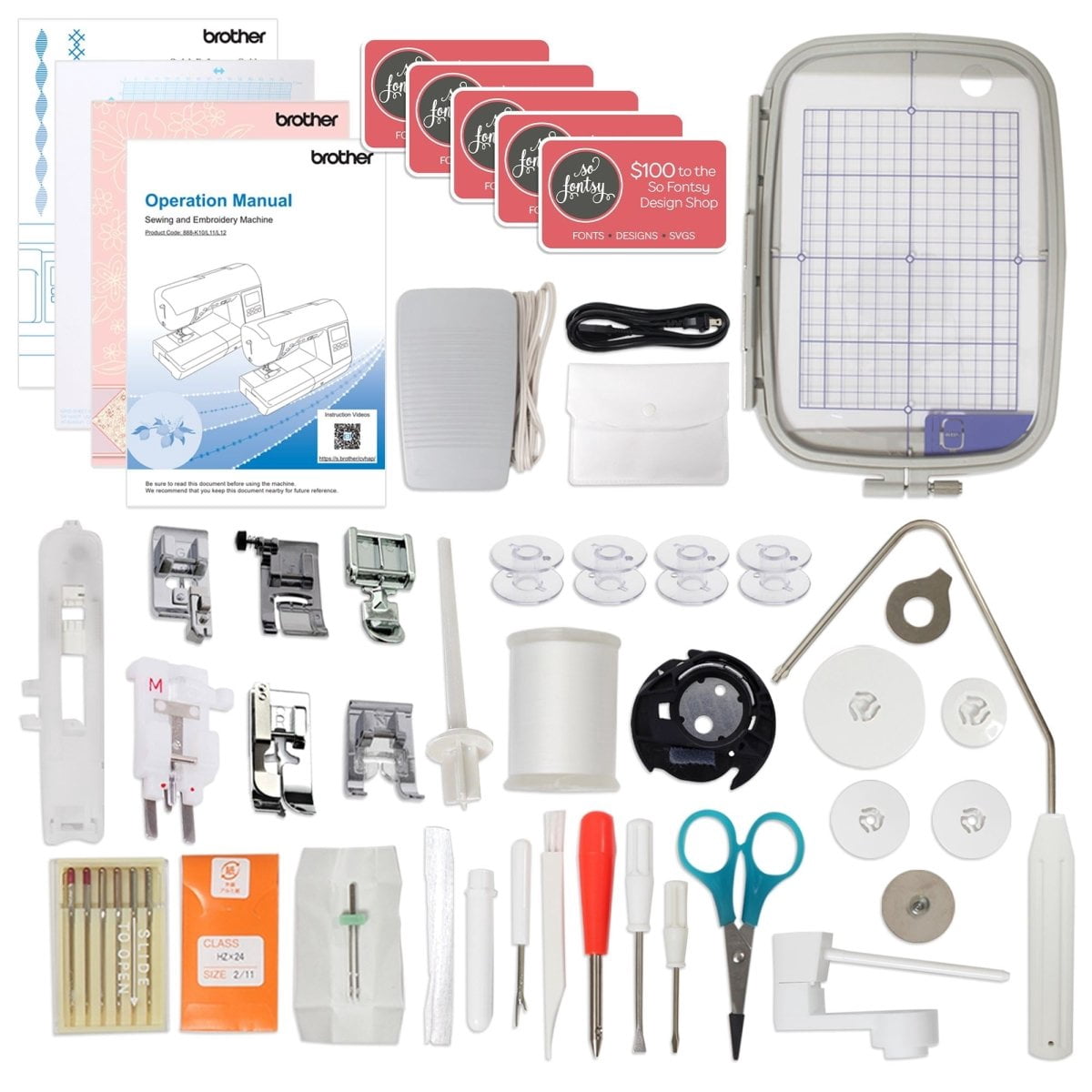 Brother SE2000 Embroidery & Sewing Machine with Hoop Set & Embroidery Threads