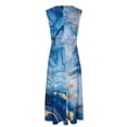 thumbnail image 4 of Drses Sleeveless Dress for Women Summer Women's Fashionable Sleeveless V-neck Printed Large Hem Dress Sundress for Women 2024, 4 of 5