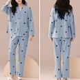 thumbnail image 4 of zaveiop Womens Cotton Gauze Pajama Set Floral Print 2 Piece Pj Set Long Sleeve Fall Sleepwear Cute Pj Sets (Blue, M), 4 of 4