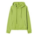 thumbnail image 2 of Plain Hoodie with Pocket for Women Teens Long Sleeve Oversized Cotton Hooded Pullover Sweatshirts Streetwear, Green-A M, 2 of 6