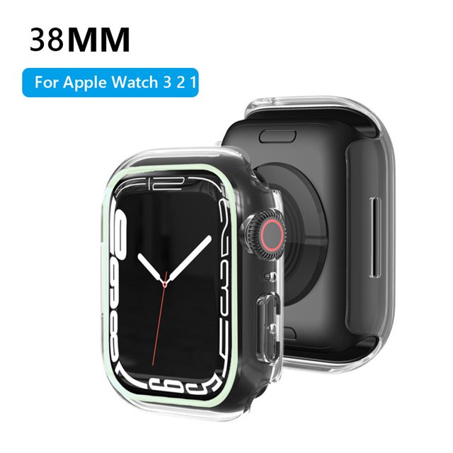 Cubierta de protección de reloj con marco de caja luminosa para iWatch 3 2 1 38 mm (blanco)
