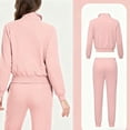 thumbnail image 4 of ASDFVBKG Scrubs for Women Set Long Sleeve Zipper Collar Scrub Tops & Jogger Pants Pockets Medical Uniform Solid Drawstring Womens Scrub Sets Pink XL, 4 of 4
