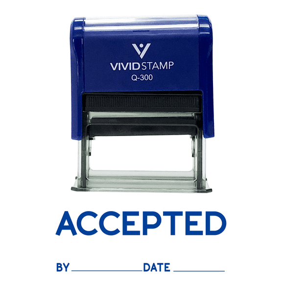 ACCEPTED By Date Self Inking Rubber Stamp (Blue Ink) - Large