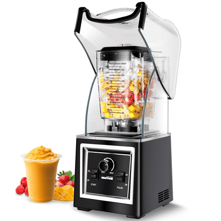 Professional Grade Blender - Soundproof & Quiet Commercial Blenders, Removable Shield, 2000W Watte, 67 Oz Capacity - Perfect for Kitchen, Fruits, Shakes, Smoothies, and Frozen Drinks(Black)