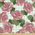 thumbnail image 2 of Ambesonne Pink Floral Fabric by the Yard Upholstery, Wild Spring Peonies, 1 Yard, Pale Pink Olive Green, 2 of 5
