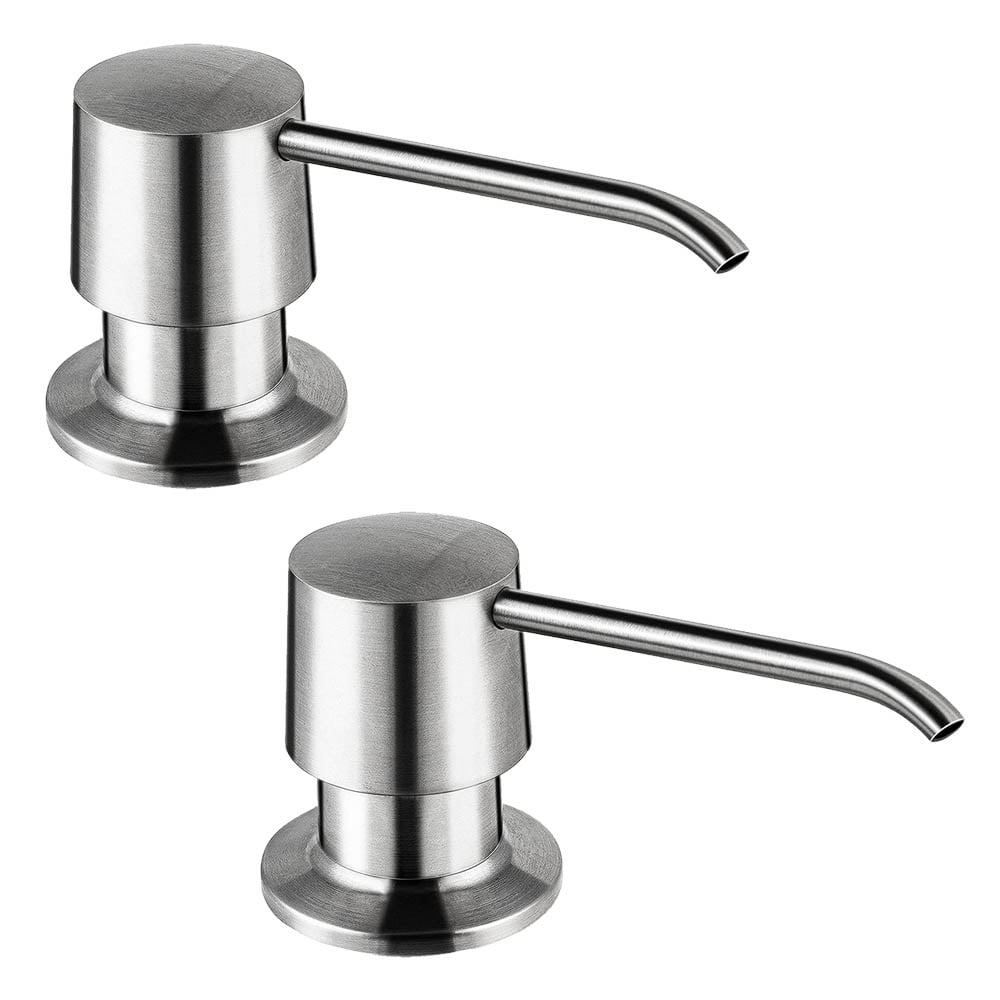 Soap Dispenser for Kitchen Sink (Brushed Nickel), Built in Design Sink Soap Dispenser, Refill