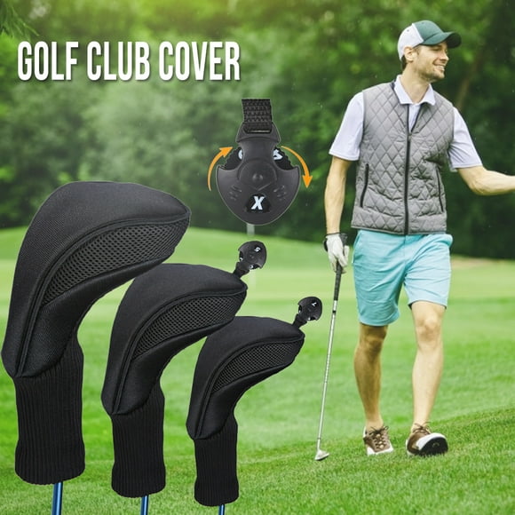 3pcs Black Golf Head Covers Driver 1 3 5 Fairway Woods Headcovers Long Neck 1680D Knit Head Covers for Golf Club Fits All Fairway and Driver Clubs