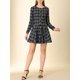 thumbnail image 5 of Vestido de camisa A-Line con cinturón de manga larga y estampado de cuadros para mujeres INSPIRE CHIC L Negro, 5 of 7