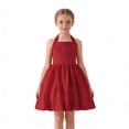 thumbnail image 2 of ZHOGXU Big Kids Girls Dress Sleeveless Halter Neck Solid Color Lace Up Comfortable Stylish Tutu Dresses For Holiday Celebration Formal Party Red 11-12 Years, 2 of 9