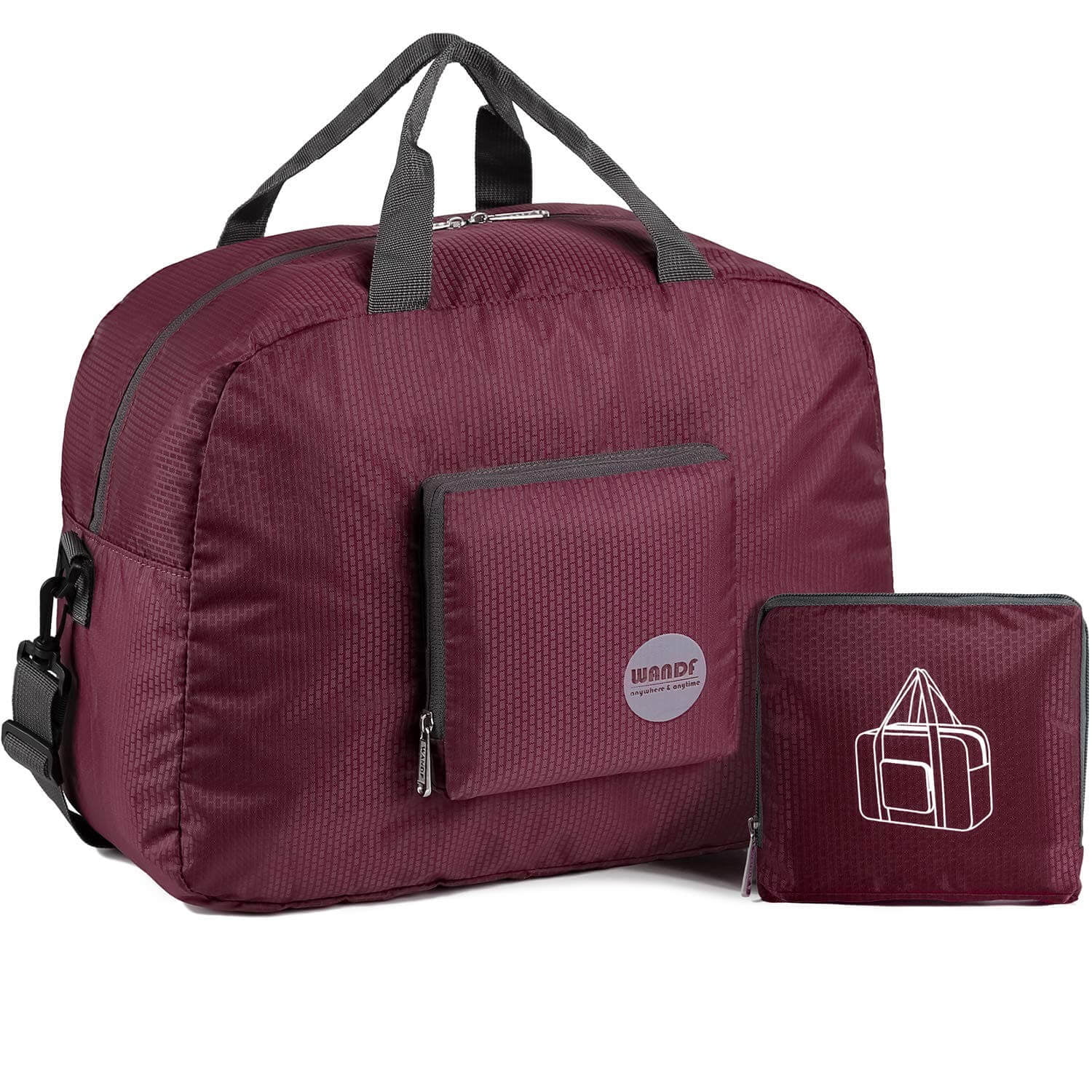 WANDF Foldable Duffle Bag 16&quot; Small Travel Gym Sports Lightweight Luggage Duffel Bags 20L Wine ...