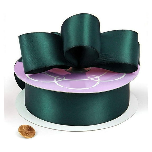Hunter Green Double Faced Satin Ribbon - 2 1/4 Inches Wide x 50 Yards (Not Wired) - Wide Satin Ribbons, Christmas Ribbons