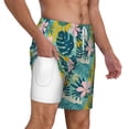 thumbnail image 3 of Picia Tropical Floral pattern Mens Swim Trunks with Compression Liner Stretch Beach Shorts Quick Dry with Zipper Pockets No-Chafing Board Shorts-3X-Large, 3 of 9