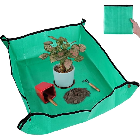 Waterproof Foldable Plant Repotting Mat, Snap Side Containment Gardening Pad for Indoor Houseplants & Multi-Purpose Mess Control