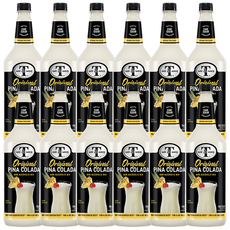 Mr & Mrs Pina Colada Mix, 1L Bottle, 12 Pack – Premium Cocktail Mixer for Pina Colada Mix, Ready to Use