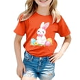 thumbnail image 2 of Bobifish Toddler Girls T-Shirts Comfortable Easter Round Neck Short Sleeve Tees Cartoon Bunny Print Soft Lightweight Casual Tee Shirts, 2 of 3