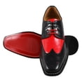 thumbnail image 2 of LIBERTYZENO Men's Leather Oxford Dress Shoes, Black/Red, 10.5, 2 of 7
