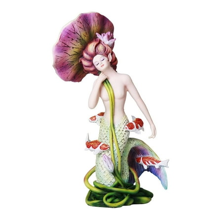 Sheila Wolk Mermaid Collection Pulse of the Pond Mermaid Surrounded by Koi Fish Collectible 9 Inch