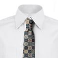 thumbnail image 2 of Moroccan Necktie, Portuguese Tiles Motif, Dress Tie, 3.7", Dark Blue Amber Red, by Ambesonne, 2 of 3