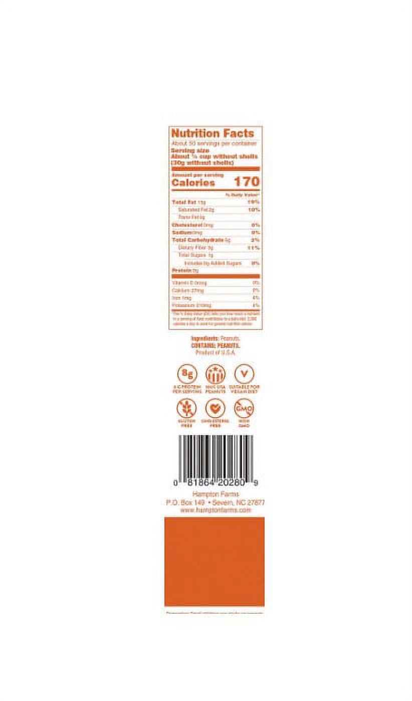Hampton Farms Unsalted In-Shell Peanuts – 5lb Bag (6-Pack), Gluten-Free, Pantry Staple