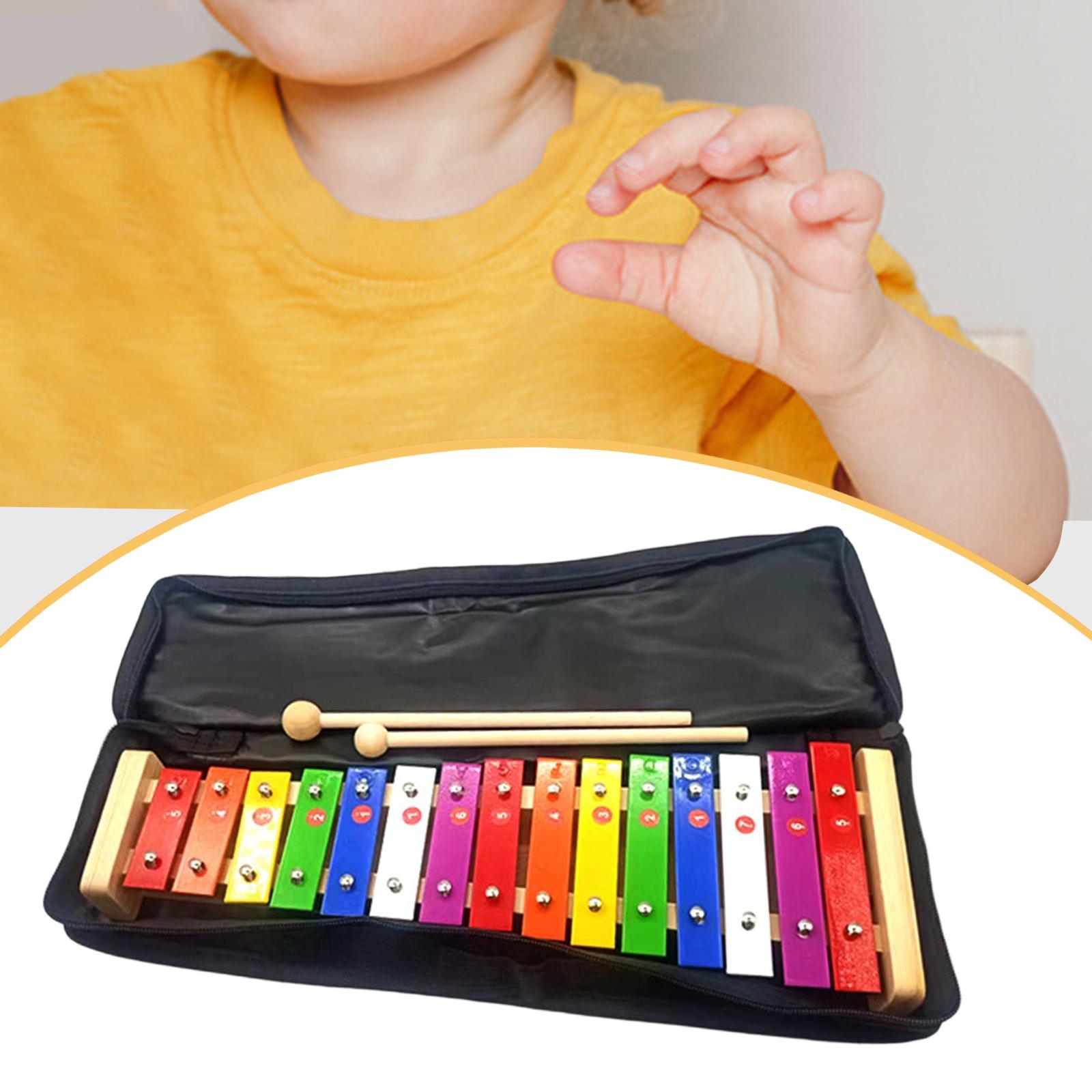 Rainbow Xylophone Glockenspiel Music Instrument 15 Note Aluminum Bars for Kids Educational Toy Indoor Play