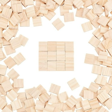 300Pcs Wood Blank Letter Tiles 20x18mm Unfinished Wooden Squares Blank Wood Cabochons Unfinished Square Wood Tiles for DIY Crafts Wood Decorations Laser Carving Engraving