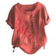 thumbnail image 4 of Fiudx Ofertas Flash Del Día Solo En Línea Camisa Holgada con Estampado de Flores de Manga Corta Informal de Verano para Mujer Tops con Cuello Redondo, 4 of 4