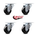 thumbnail image 2 of 3.5 Inch Hard Rubber Wheel Swivel Top Plate Caster Set Service Caster Brand, 2 of 2