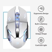 Uiosmuph Wireless Mouse Rechargeable Silent LED Computer Gaming Mouse with USB Receiver