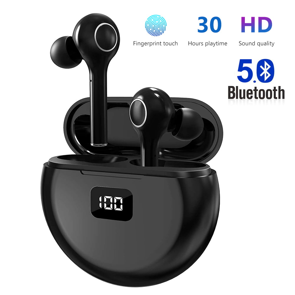 Wireless Earbuds Godyse Wireless Headphones with Microphone Bluetooth Earphones Touch Control Bluetooth 5.1 Earbuds IPX6 Waterproof 24 Hrs with USB-C Charging with Running/Office for Android/IOS Black