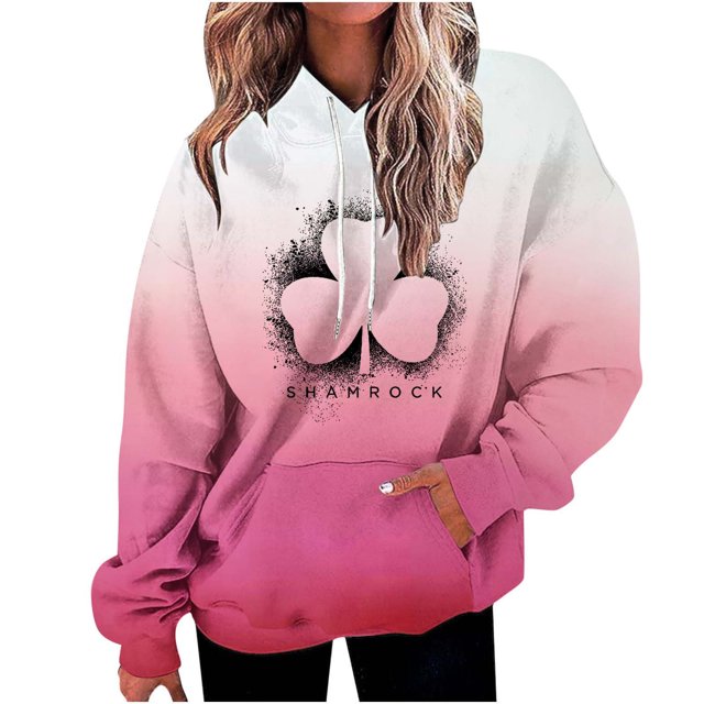 Bowake Sweat à Capuche Vert pour Femmes pour la Saint-Patrick, Manches Longues, Pull Décontracté avec Poche