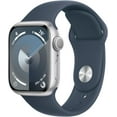 thumbnail image 1 of Restored Apple Watch Series 9 With Blood Oxygen. GPS + Cellular 41mm Silver Aluminum Case with Storm Blue Sport Band - M/L. (Refurbished), 1 of 1