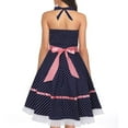 thumbnail image 4 of Lolmot Women 50s 60s Vintage Sleeveless Polka Dot Solid Color Cocktail Swing Dress Retro Audrey Hepburn Evening Rockabilly Prom Party Dress Formal A-line Mid-Length Dress, 4 of 5