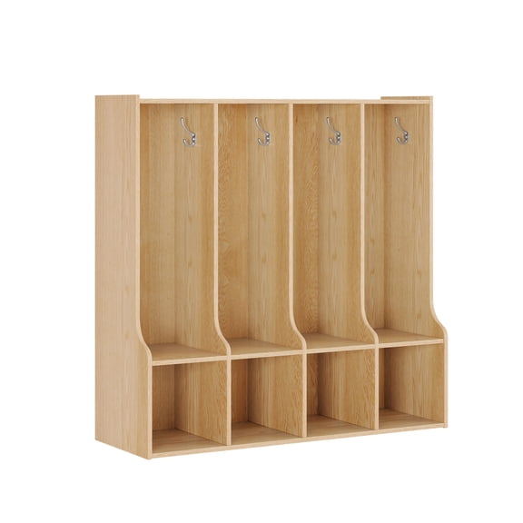 Huisuilinss Classroom Coat Locker,4-Section Coat Locker With Cubby Storage,Wood Daycare Cubby With 8 Hooks,Classroom Furniture For Home School Kindergarten