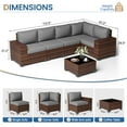 thumbnail image 6 of Poteban Patio Furniture Set 6 PCS Outdoor Sectional Conversation Sets Featuring Widen Wicker Armrests and High Back, Brown&Grey, 6 of 6