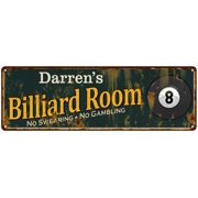 UPC 658776358216 product image for Darren's Billiard Room Green Personalized Sign Man Cave 6x18 206180009263 | upcitemdb.com